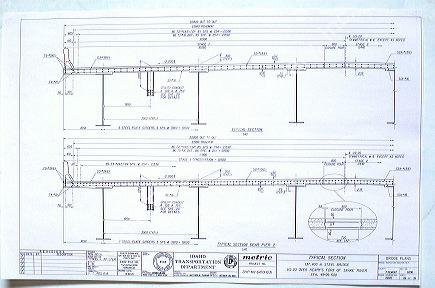 Blueprint, drawing of highway bridge.