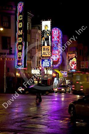 Adult sex shops and shows in downtown San Francisco, California.