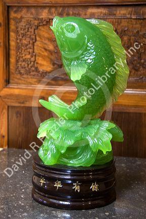 Jade carving of a fish in Chinatown, San Francisco, California.