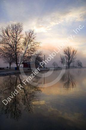 Foggy Sunrise over the Snake River in Marsing, Idaho.
