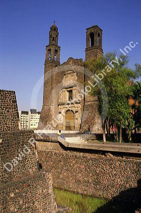 Restored Church of Tlateloloco 1536, at the Plaza of Three Cultures in Mexico City, Mexico.