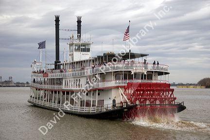 Natchez paddle wheeler on the Mississippi River near New Orleans, Louisiana.
