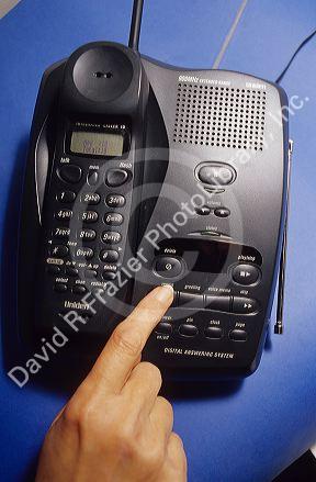 Telephone and answering machine combination.