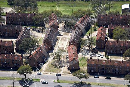 Aerial view of low income housing in New Orleans, Louisiana.
