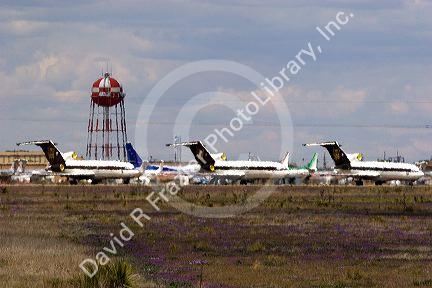 Boeing 727 jet scrap yard at Roswell, New Mexico.