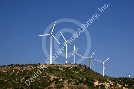 Electricity generating windmills north of Snyder, Texas.