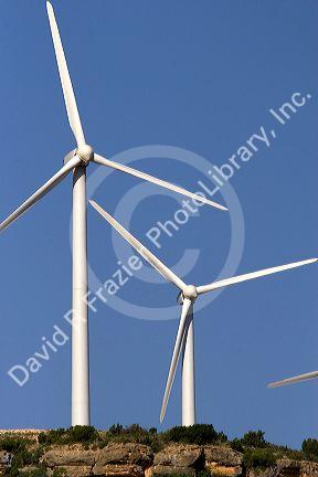 Electricity generating windmills north of Snyder, Texas.