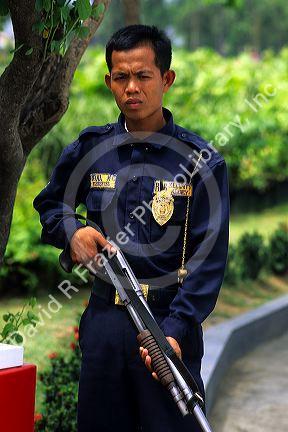 A security guard in the Philippines.