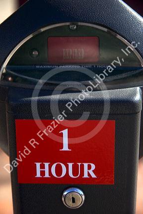 An expired parking meter.