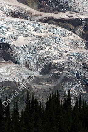Glacier fields on Mt. Rainier in Mt. Rainier National Park, Washington.