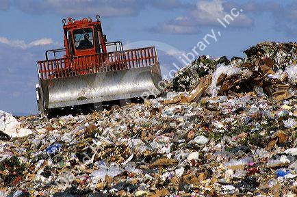 Bulldozer at a sanitary landfill in Boise, Idaho.