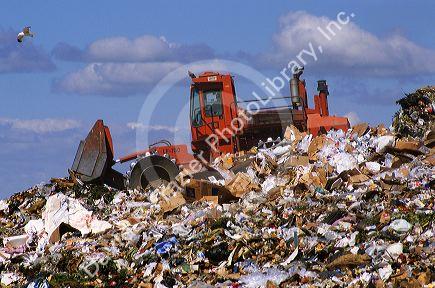 Bulldozer at a sanitary landfill in Boise, Idaho.