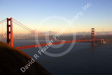 The Golden Gate Bridge and bay at San Francisco, California.