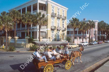 Horse drawn carriage on the streets of Historic Charleston, South Carolina.