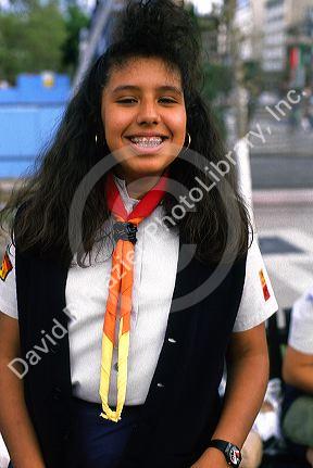 A mexican girl scout in her uniform, Mexico City, Mexico.