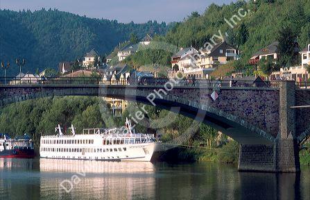 Tourboat on the Mosel River at Cochem, Germany.