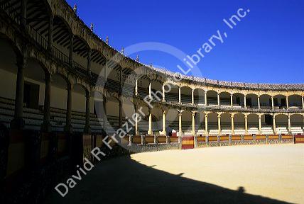 The bull ring in Ronda, Spain.  Oldest bull fighting ring in the world.