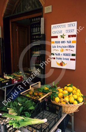 A produce stand in Vernazza, Italy.