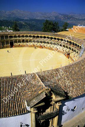 The bull ring in Ronda, Spain.  Oldest bull fighting ring in the world.