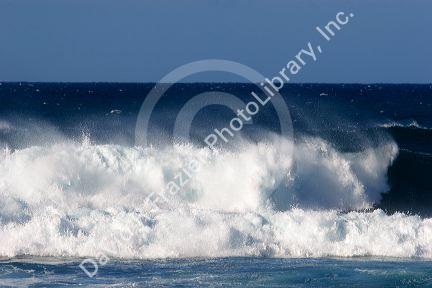 Waves in the pacific ocean off the island of Maui, Hawaii.