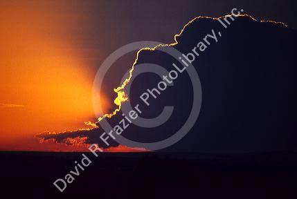 A thunderstorm cloud at sunset in Idaho.