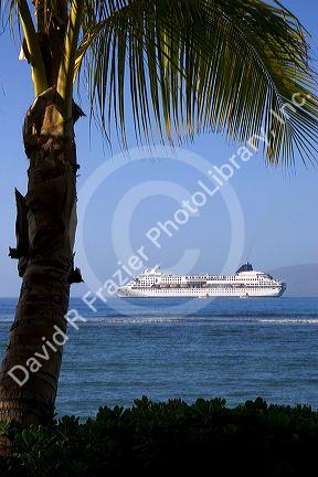 Norwegian Wind cruise ship off the island of Maui, Hawaii.
