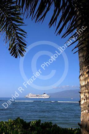 Norwegian Wind cruise ship off the island of Maui, Hawaii.