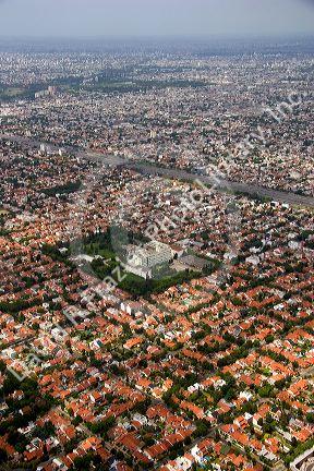Aerial view of suburban Buenos Aires, Argentina.