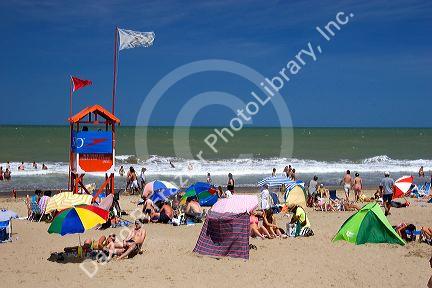 Beach scene at Pinamar, Argentina.