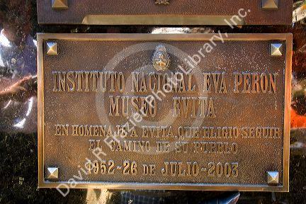 The Duarte family mausoleum with the grave of Eva Peron at the Recoleta Cemetery in Buenos Aires, Argentina.
