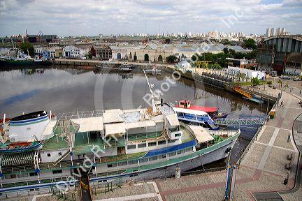 Boats docked in the La Boca area of Buenos Aires, Argentina.