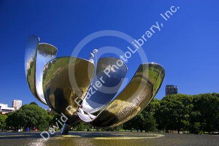 Floralis Generica kinetic sculpture designed by Marta Minujin at the United Nations Plaza in Buenos Aires, Argentina.