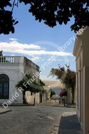 Narrow stone street in Colonia, Uraguay.
