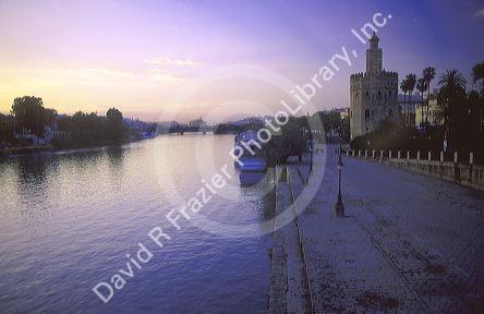 Torre del Oro and Guadalquivir river in Seville, Spain.