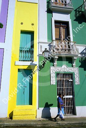 Colorful housing and doorways in Old San Juan, San Juan, Puerto Rico.