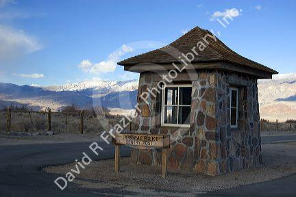 Internal Police Sentry Post at the Manzanar war relocation camp for Japanese Americans during WWII in the Owens Valley near Lone Pine, California.