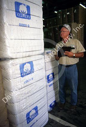 Baled cotton at a warehouse in Douglas, Georgia.