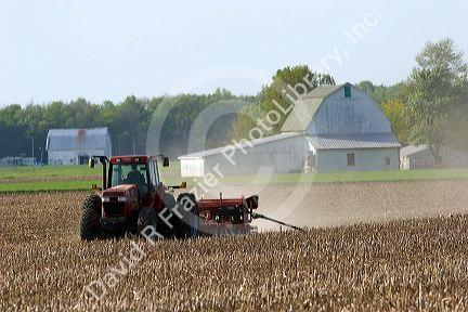 Tractor planting soy beans in the Ohio plains.
