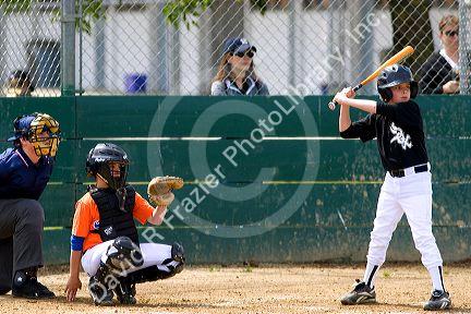 Little League Baseball game in Morgan Hill, California.