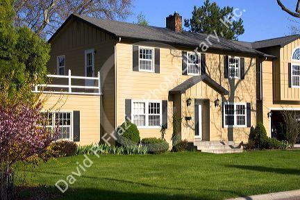Colonial style middle class house in Boise, Idaho.