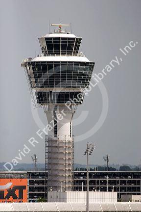 Air traffic control tower at the Munich airport, Germany.