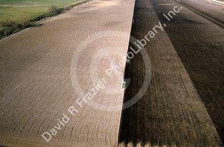 Aerial view of tractor plowing field in Canyon county, Idaho.