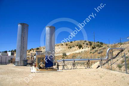 Methane gas recovery equipment generates electricity at a sanitary land fill in Boise, Idaho.