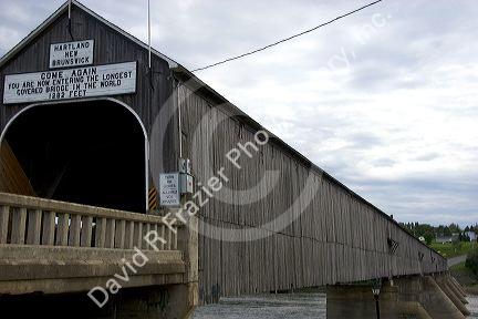 The longest coverd bridge in the world crossing the St. John River at Hartland, New Brunswick, Canada.