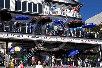 Outdoor water front dining at Lunenburg, Nova Scotia, Canada.