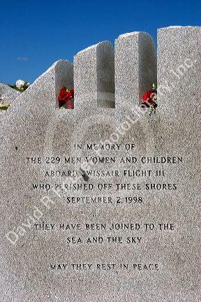 Rock Memorial dedicated to the victims of Swiss Air flight 111 who crashed near Peggy's Cove, Nova Scotia, Canada.