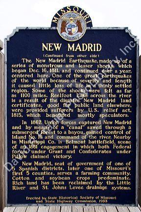 Sign marking the New Madrid Fault, Missouri.