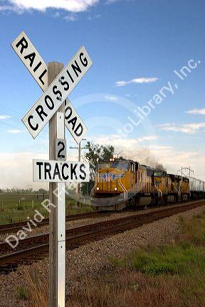Union Pacific Railroad crossing near Central City, Nebraska.