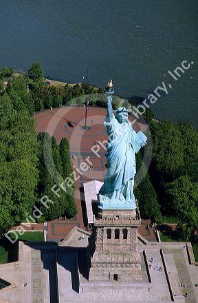 Aerial view of The Statue of Liberty in New York.