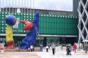 Modern art at the Arche de la Defense in Paris, France.